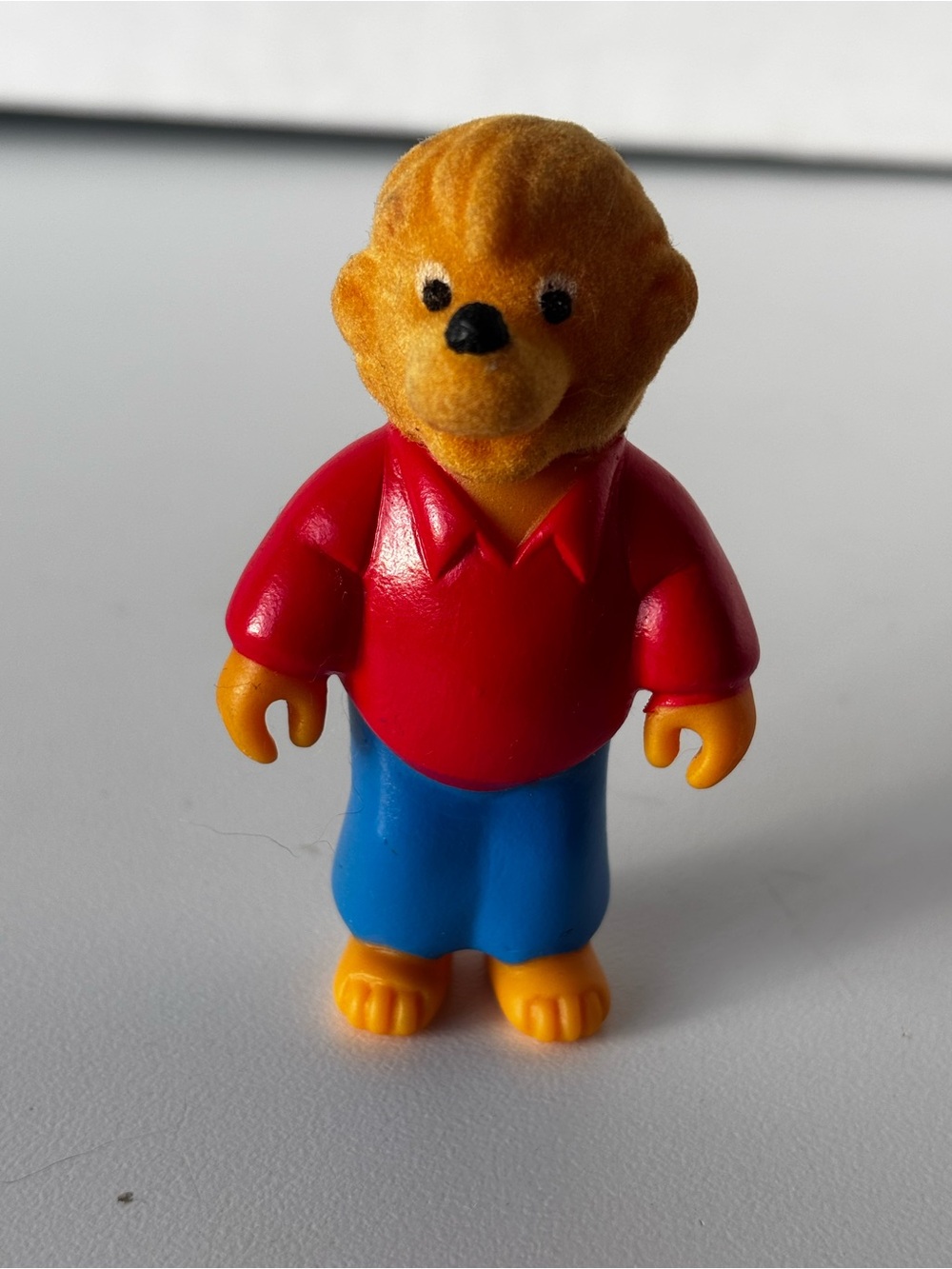 Vintage 1986 Berenstain Bears Brother Bear 3" PVC Figure Flocked Head